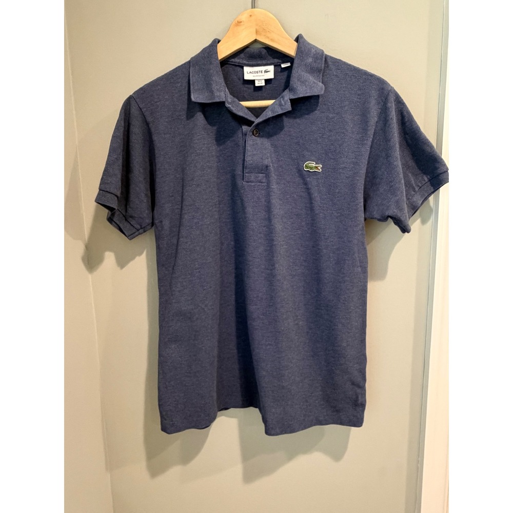Lacoste Kids Blue Heathered Cotton Pique Classic Fit Polo FR 2 US XS FA12505